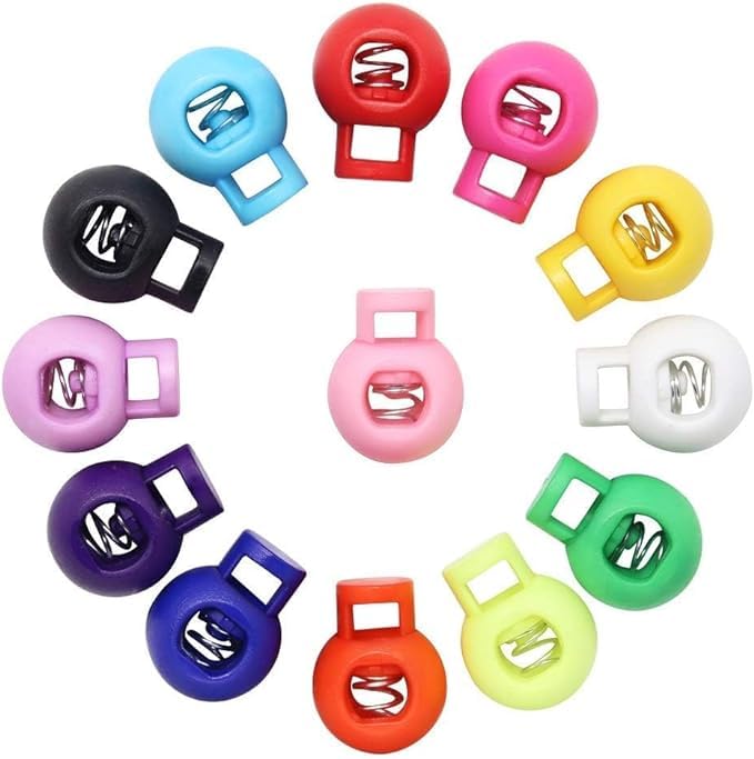 Hysagtek Plastic Cord Locks for Drawstrings Shoelaces  100 Pcs Adjustable Round Cord Stops  Drawstring Stoppers Clip  String Lock  Drawstring Clasp  Toggles for Paracord  Backpacks  Assorted Colors - Image 2